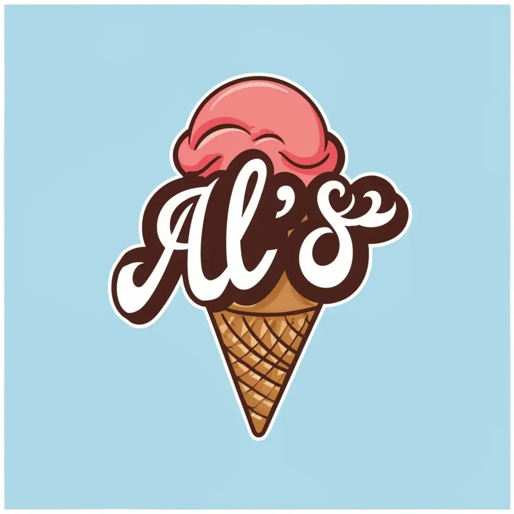 logo, ice cream, with the text "al's", typography
