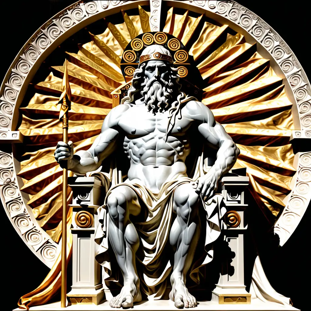 The god, Aeolus, god of wind, sitting on his throne