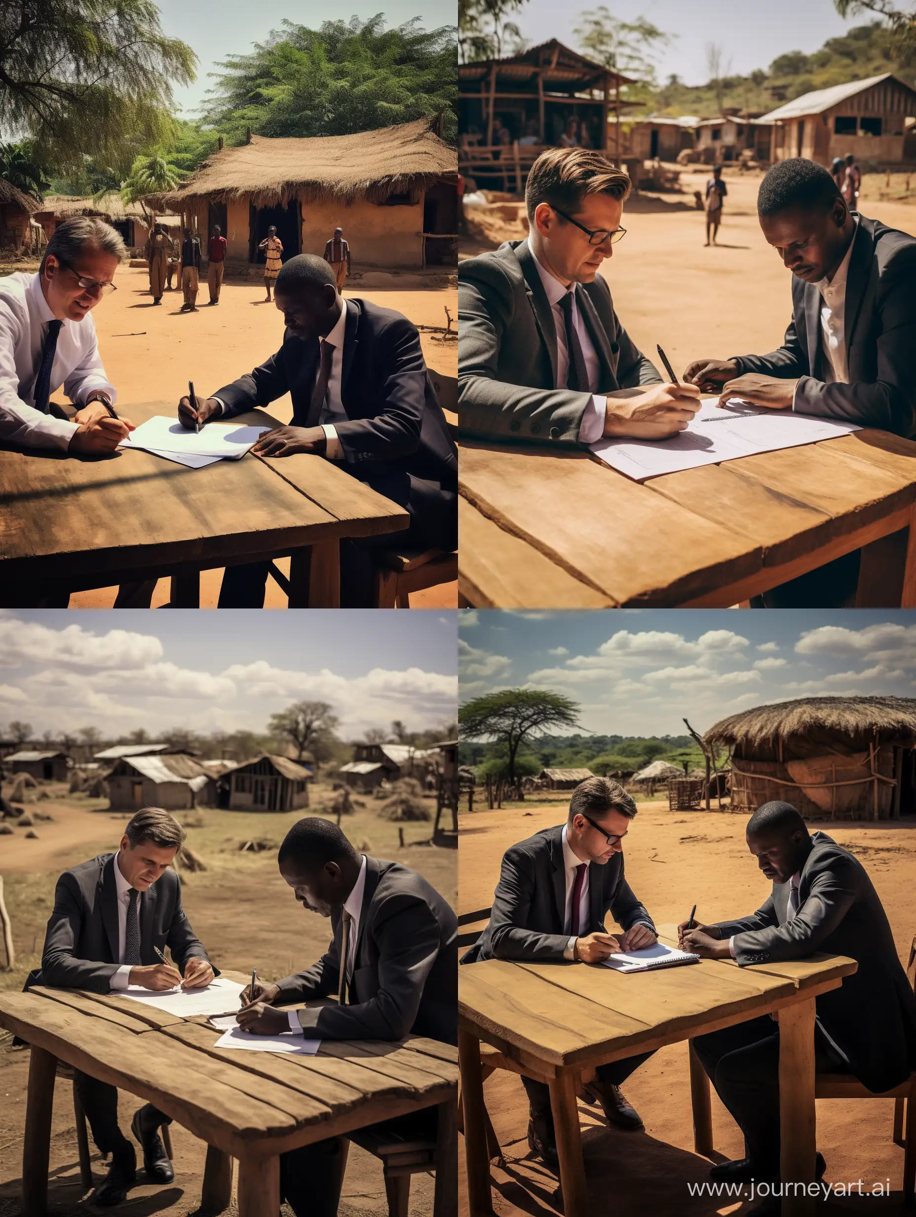 Executives-Signing-Business-Contract-in-Kenyan-Village