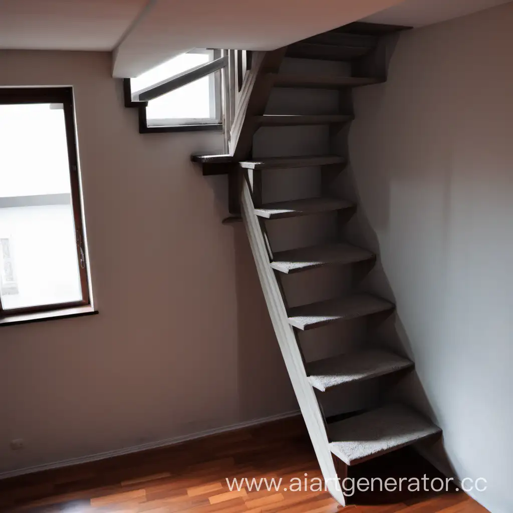 кривая и неудобная лестница в доме, ступеньки которой наклонены под разным углом. Ступеньки лестницы сильно отличаются в размерах. Лестница слишком узкая и упирается в стену. 