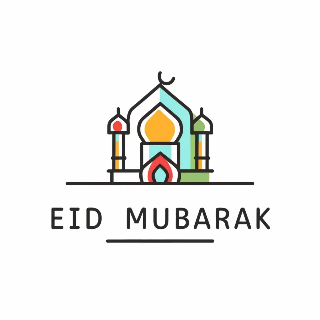a logo design,with the text "Eid Mubarak", main symbol:Palace,Minimalistic,clear background