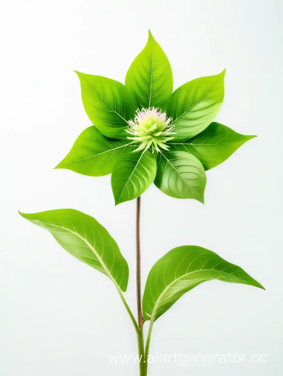 ANNUAL HYBRID wild BIG flower 8k ALL FOCUS with natural fresh green 2 leaves on white background 