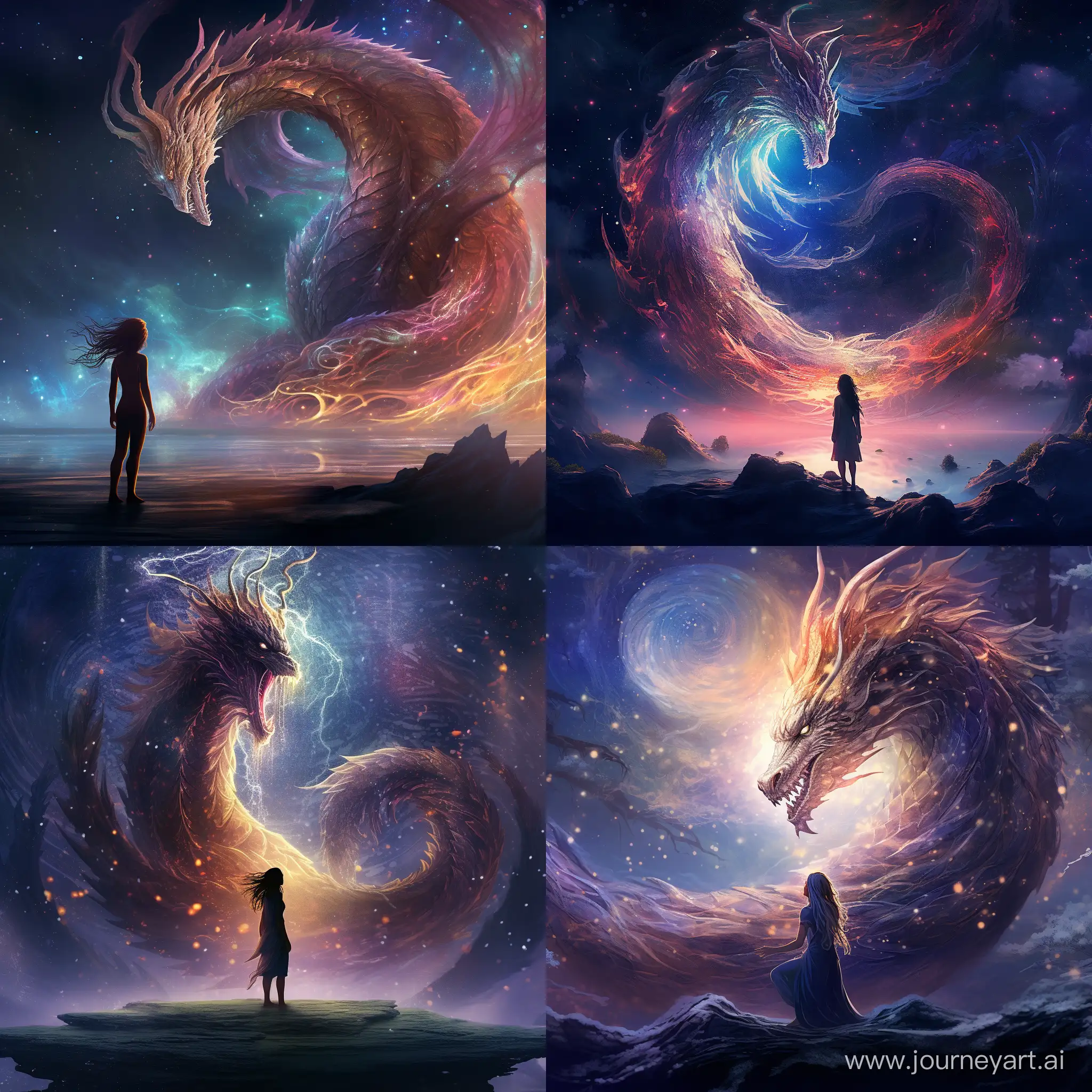 Enchanting-Encounter-Person-and-Dragon-Embraced-by-Cosmic-Mystique