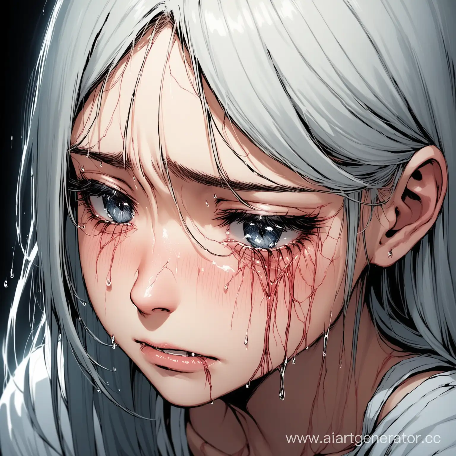 Sorrowful-Girl-with-TearStreaked-Face-and-SelfHarm-Scars