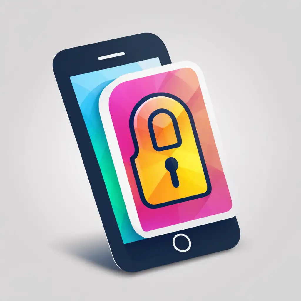 Create me a colored icon depicting instructions for improving the security of mobile devices.