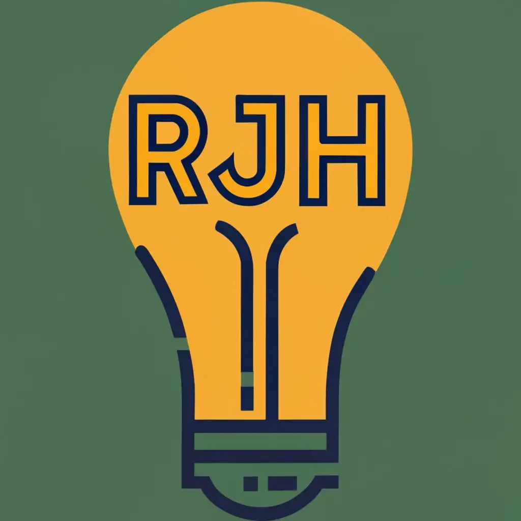 logo, Light bulb, with the text "RJH", typography, be used in Construction industry