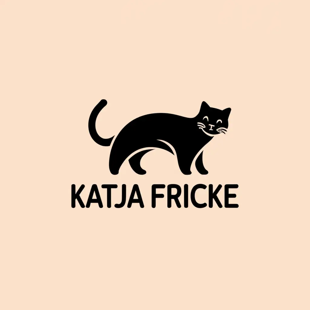 a logo design,with the text "Katja Fricke", main symbol:Black cat,Minimalistic,be used in Animals Pets industry,clear background