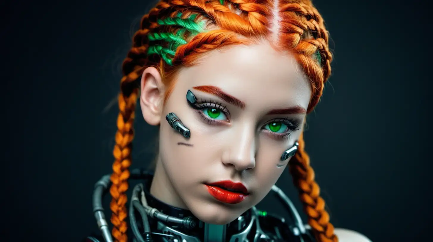 Stunning Cyborg Woman with Wild Orange Braids GermanSlovenian Beauty