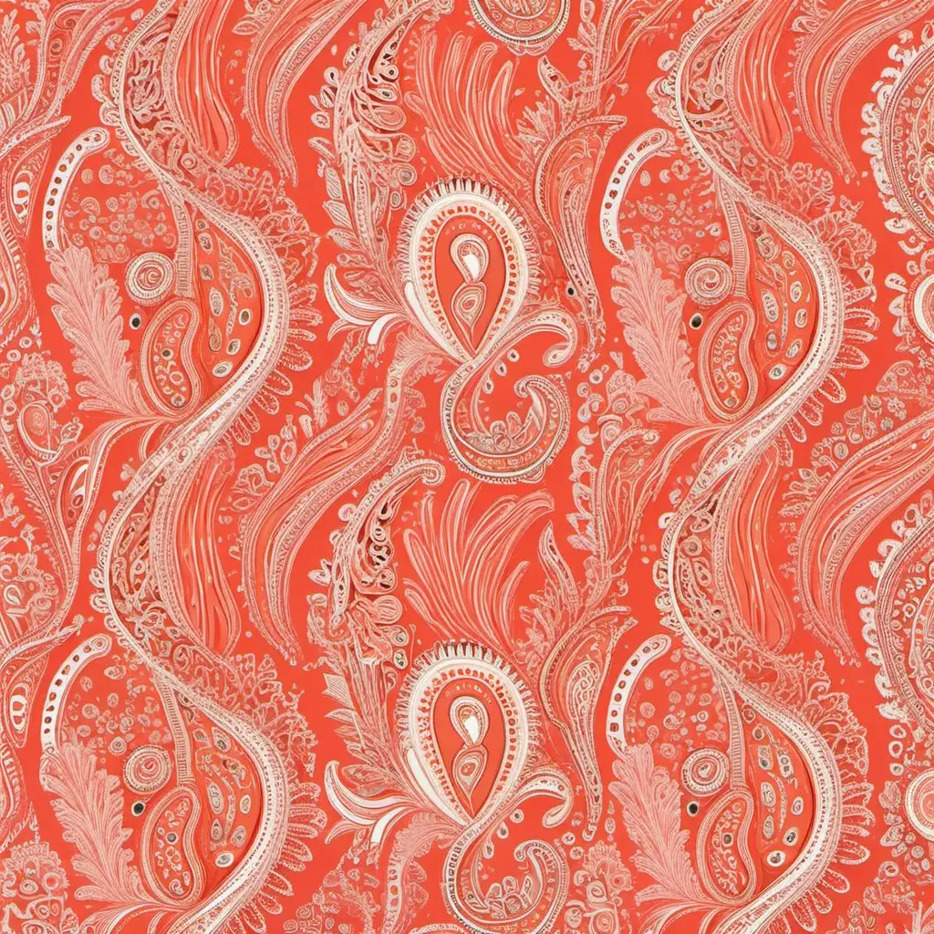 color Coral , Paisleys Print pattern