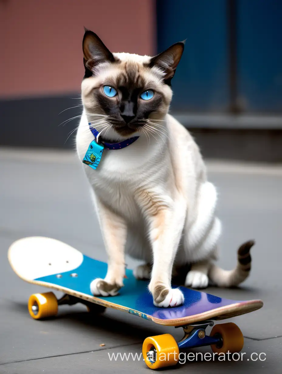 SiameseColored-WellFed-Cat-Skateboarding-in-Golden-Collar