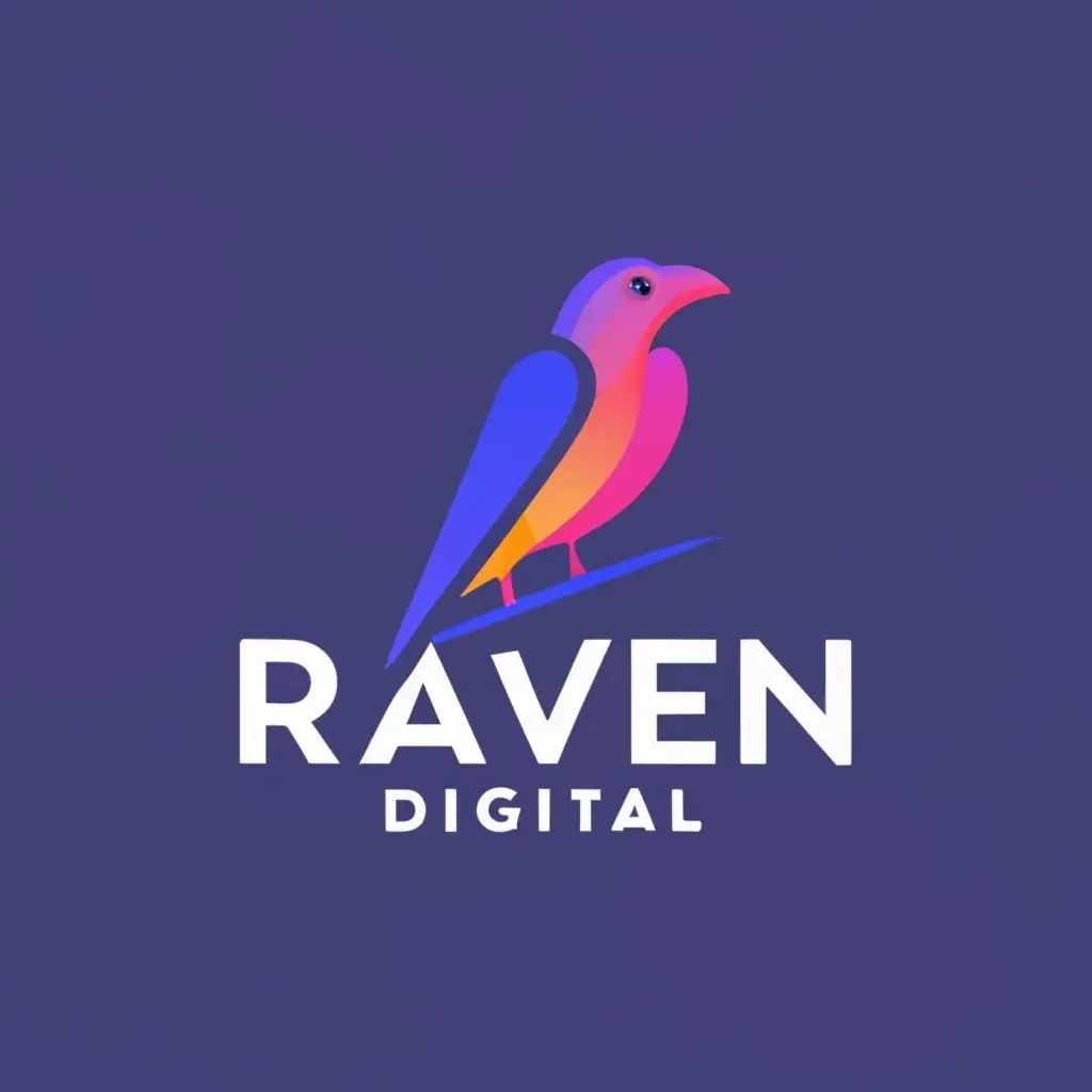 logo, A Raven, with the text "Raven Digital ", typography, be used in Technology industry