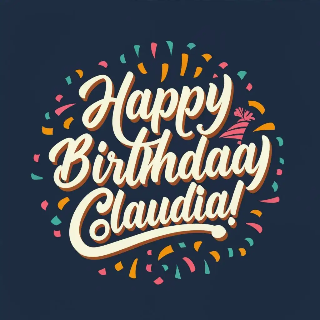 LOGO-Design-For-Birthday-Party-Entertainment-Vibrant-Typography-Celebrating-Claudias-Special-Day
