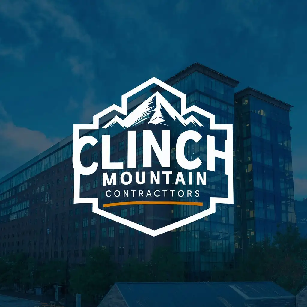 logo, large building, with the text "Clinch Mountain Contractors", typography, be used in Construction industry
