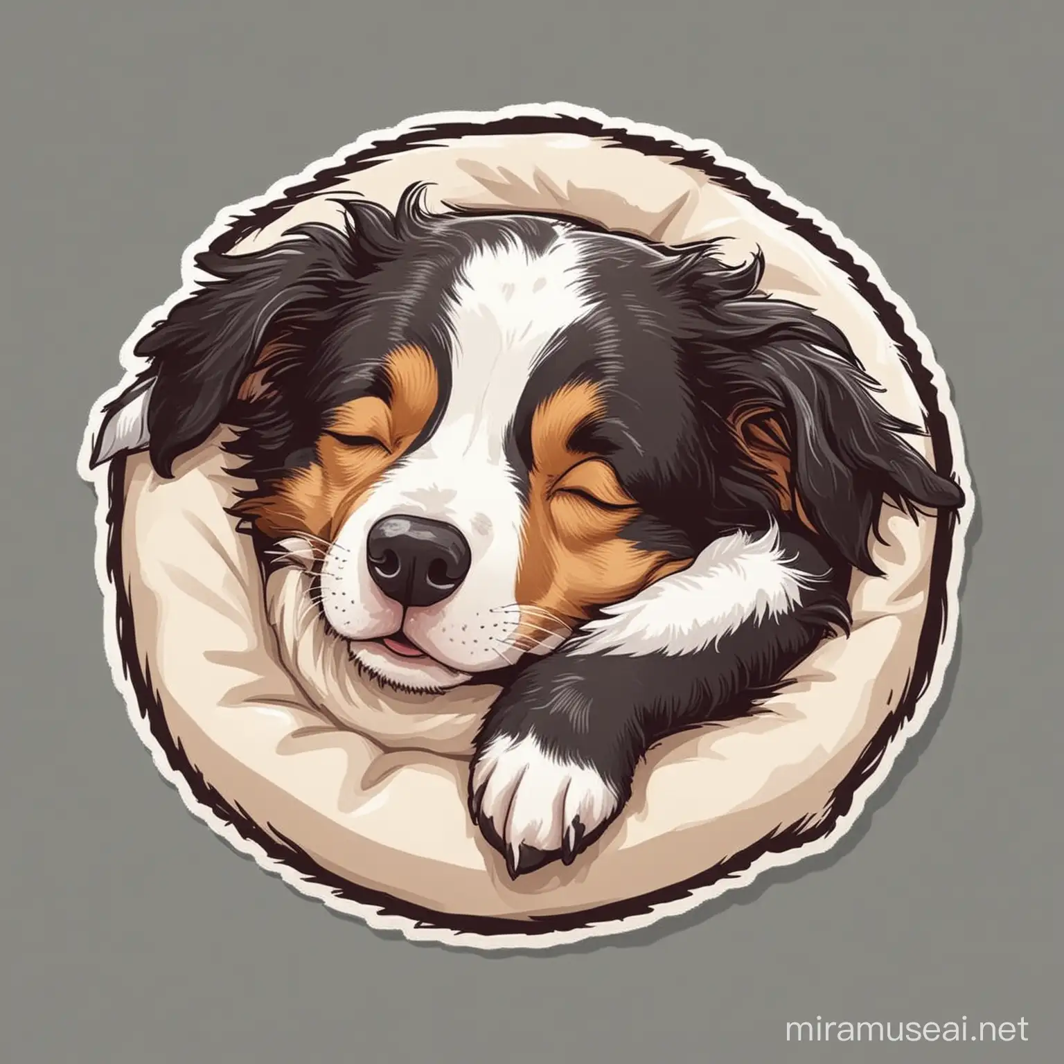 Vector Illustration of Adorable Border Collie Sleeping with Cute Stickers Border