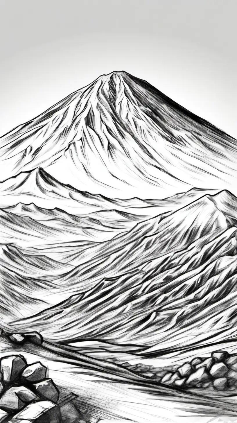 Mount Damavand Sketch Art in Black and White