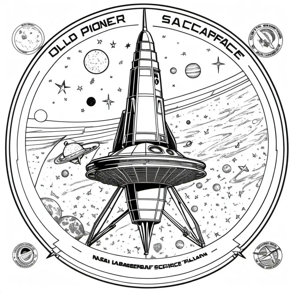 Vintage Pioneer Spacecraft Coloring Book Pages