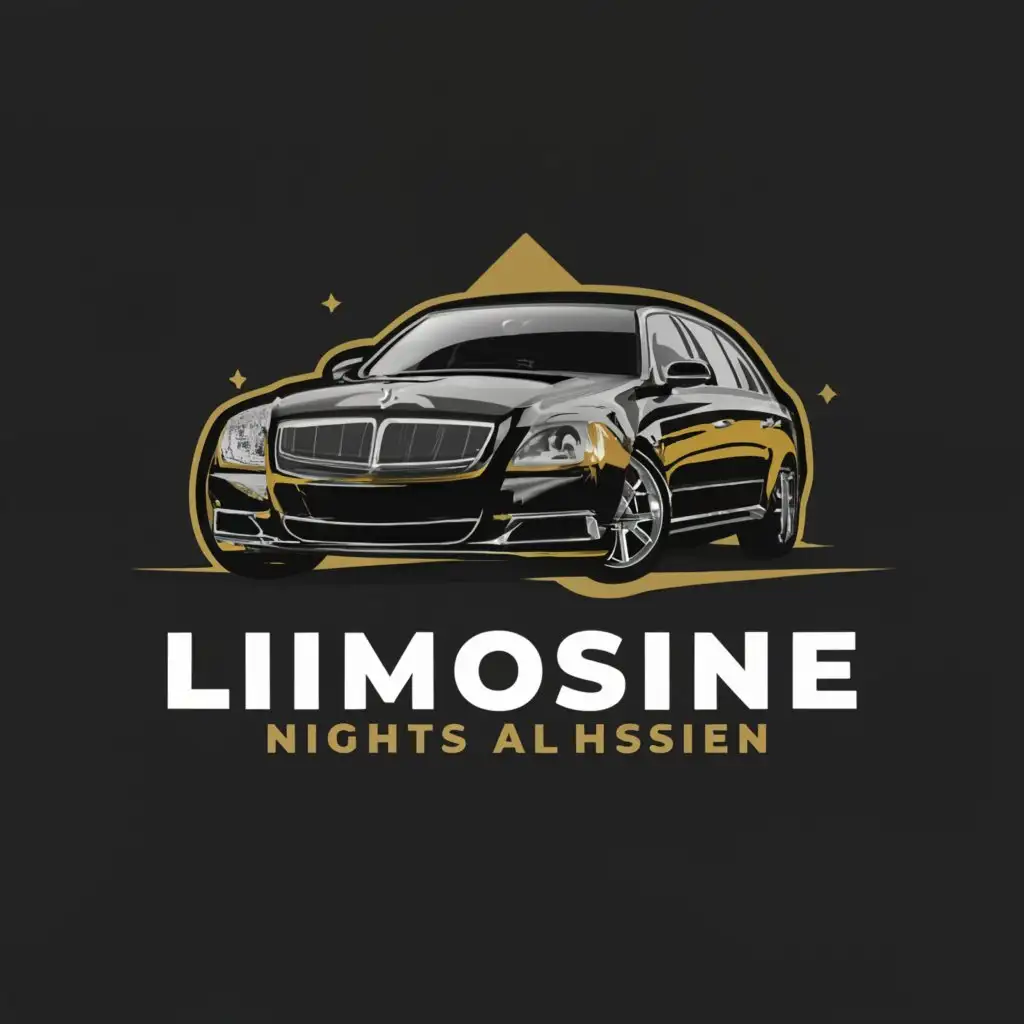 a logo design,with the text "Limousine Nights Al-Hussein", main symbol:car,Moderate,clear background