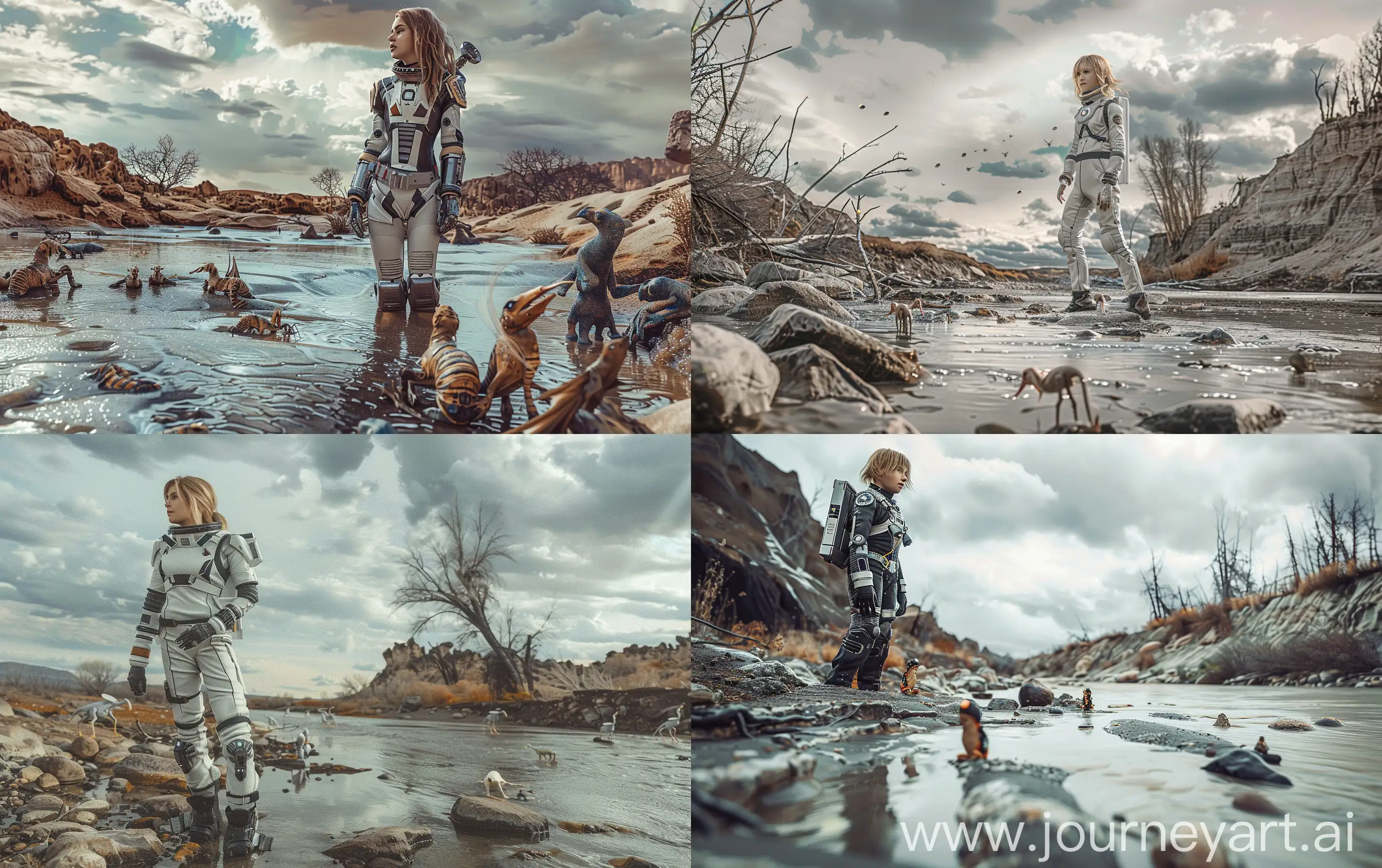Exploring-a-Liquid-Carbon-River-on-an-Alien-Planet-Young-Female-in-Spacesuit