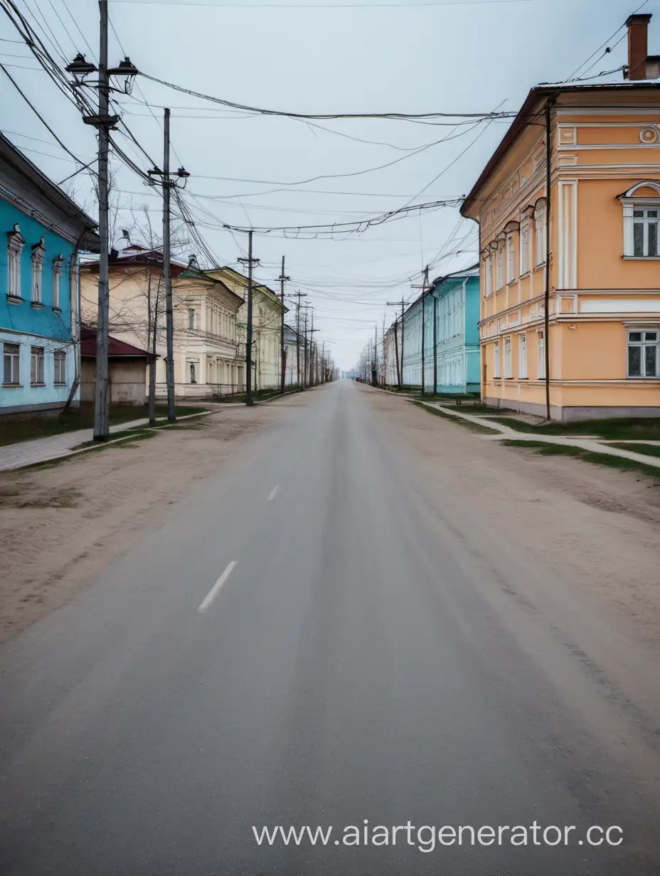 Улица провинциального города в России, без людей и машин