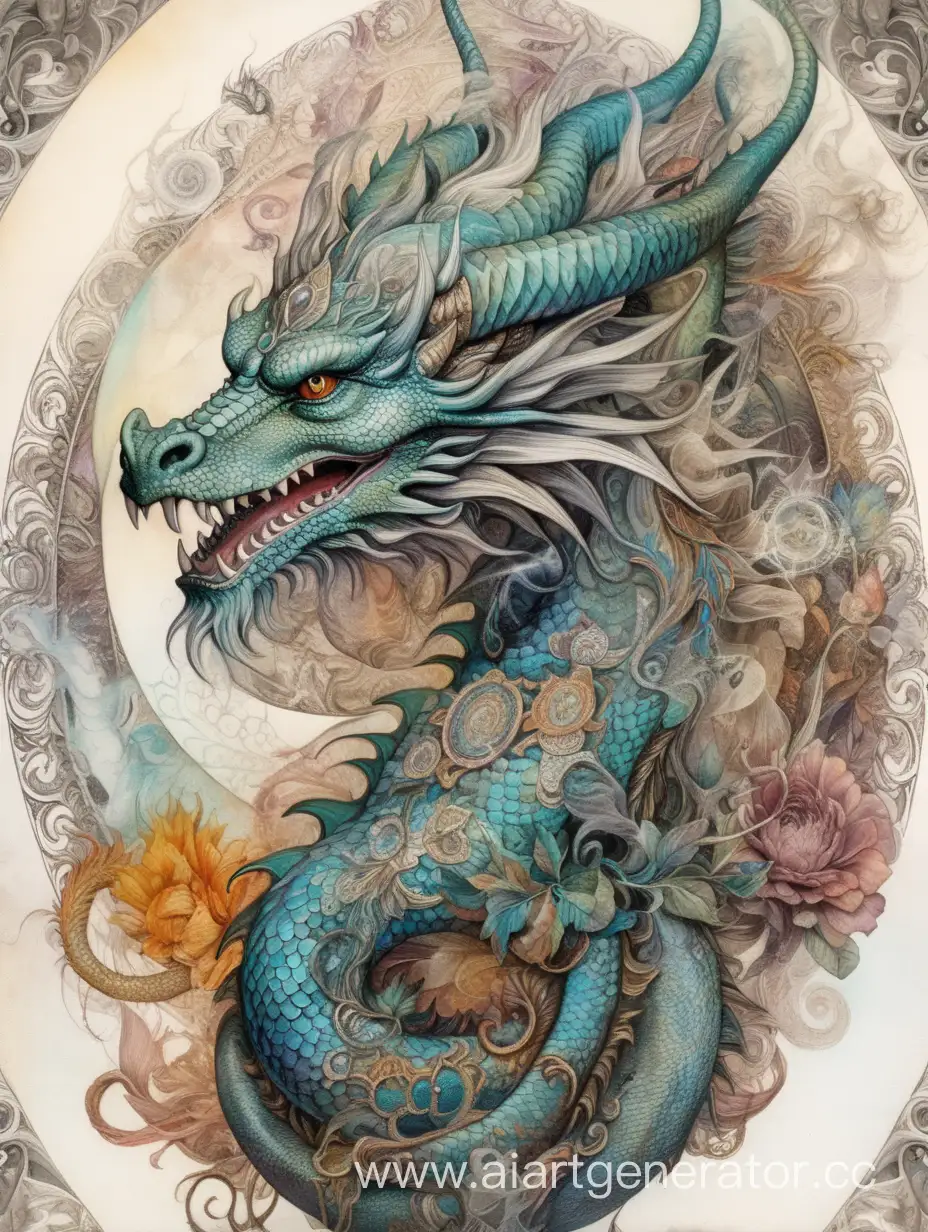 Ethereal-Bohemian-Dragon-Head-Grunge-Multicolored-Hydro-Ink-Art