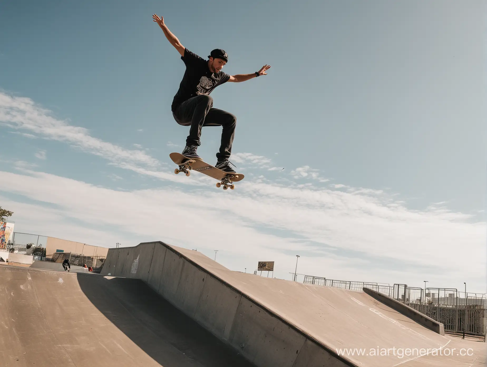 Skateboarder-MidAir-Trick-on-Ramp