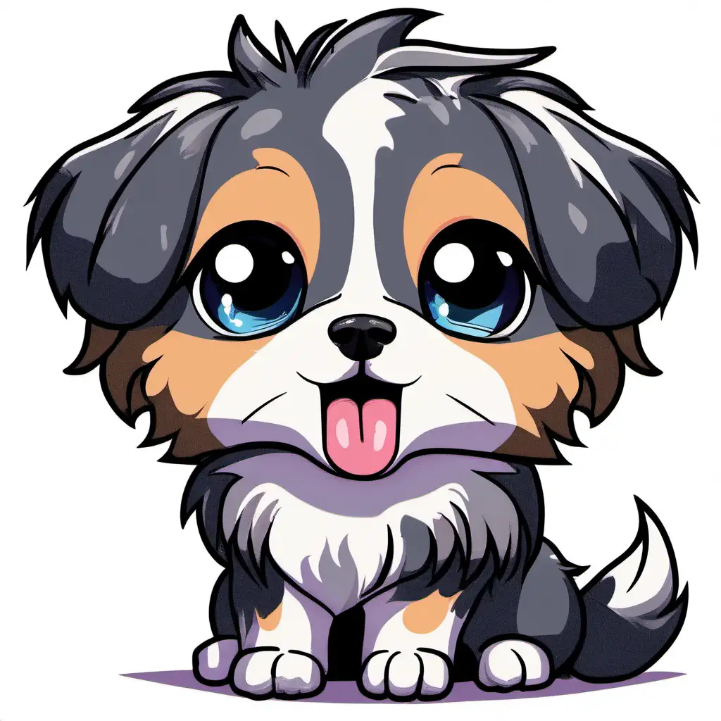 Short Hair Mini Australian Shepherd with Happy Expression and Blue Collar