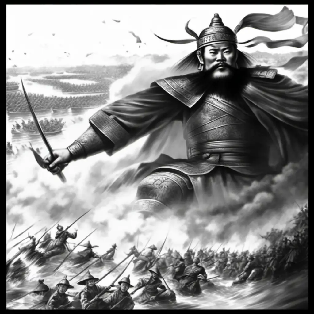 Vietnamese Greatest ancient Hero, general Trần Hưng Đạo over the grand battle on river