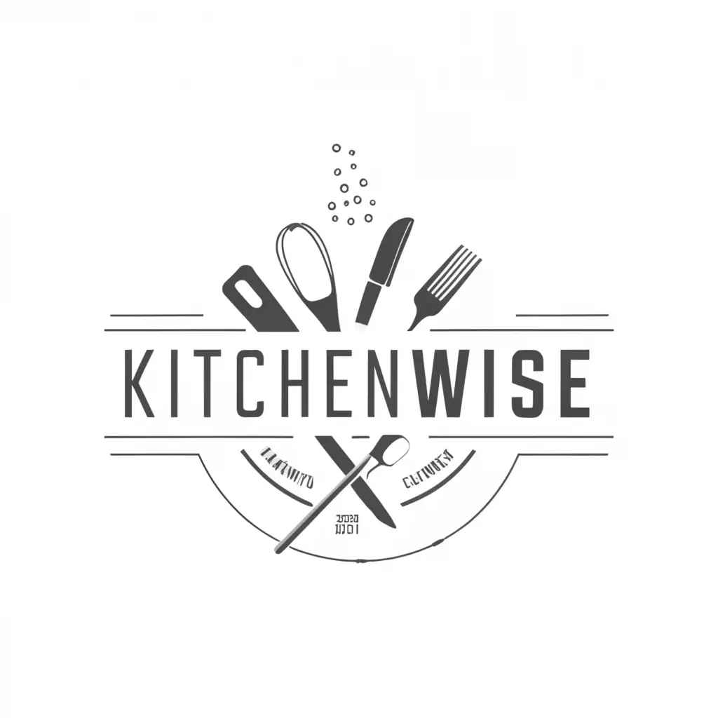 a logo design,with the text "kitchenwise", main symbol:kitchenware , bar accessories , gadgets ,,Moderate,clear background