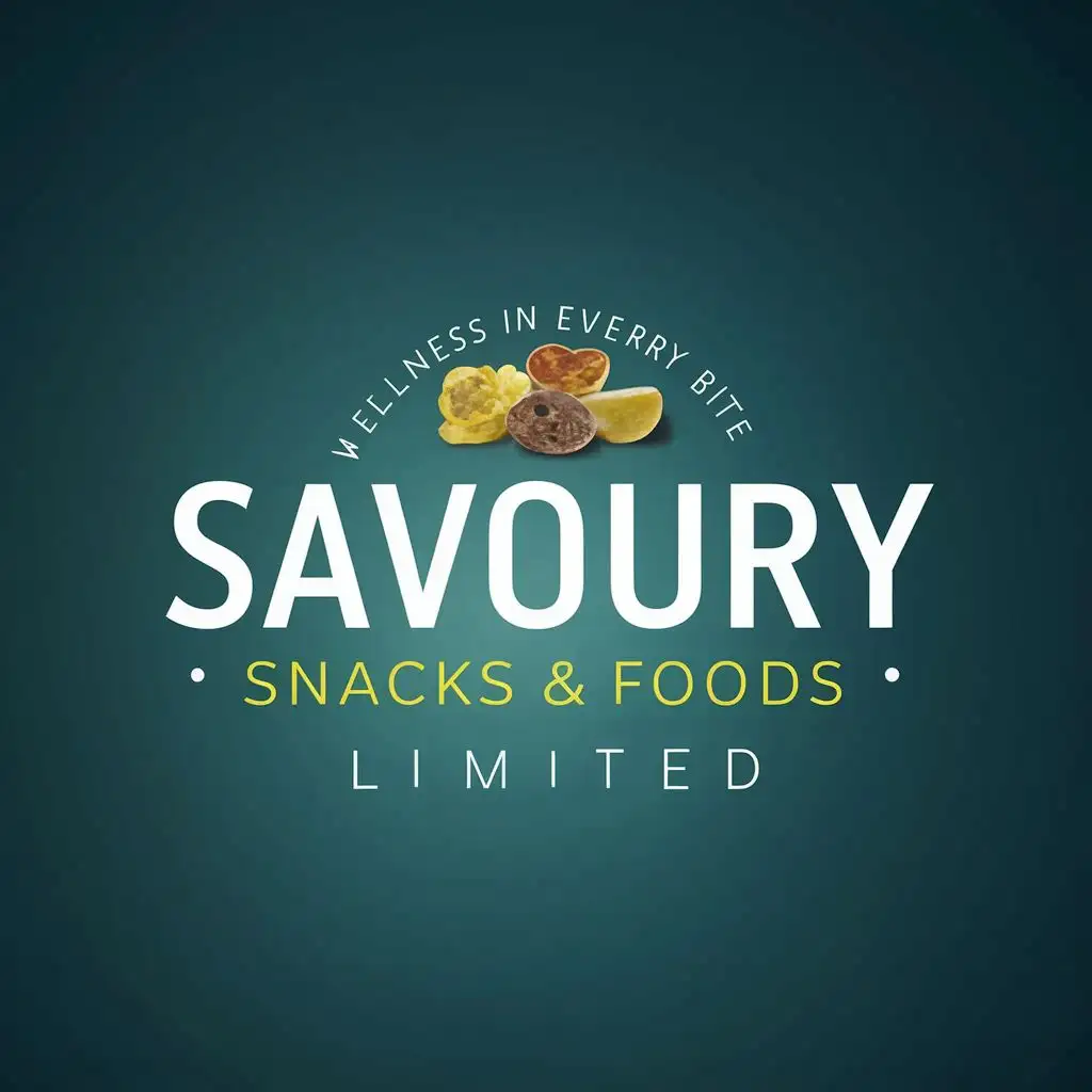 logo, Food & Snacks, with the text "Savoury Snacks & Foods Limited", Slogan: "Wellness In Every Bite", Increase size of Est. 2024.
