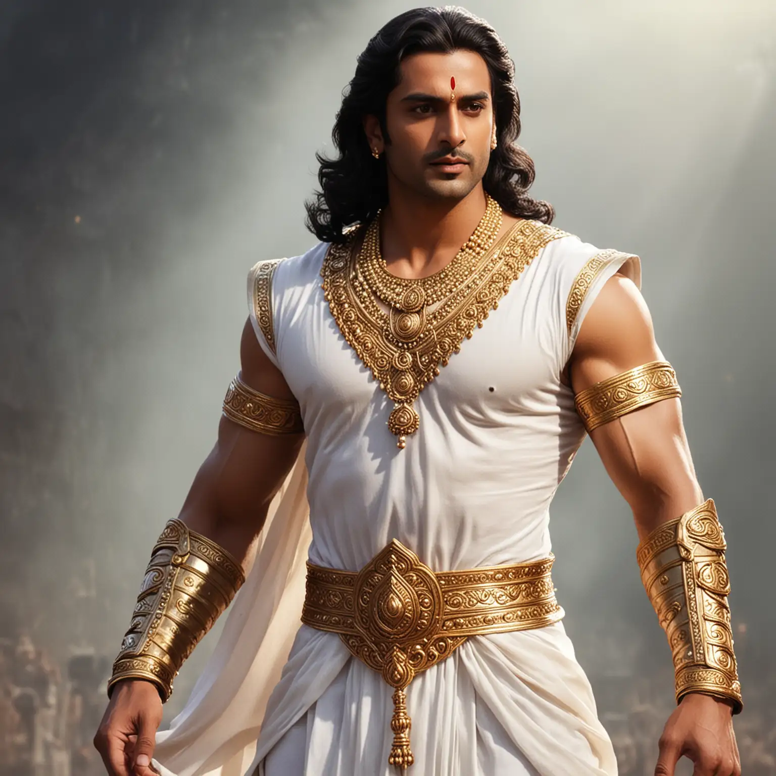 generate mahabharat character  bhisma male dressed in white
