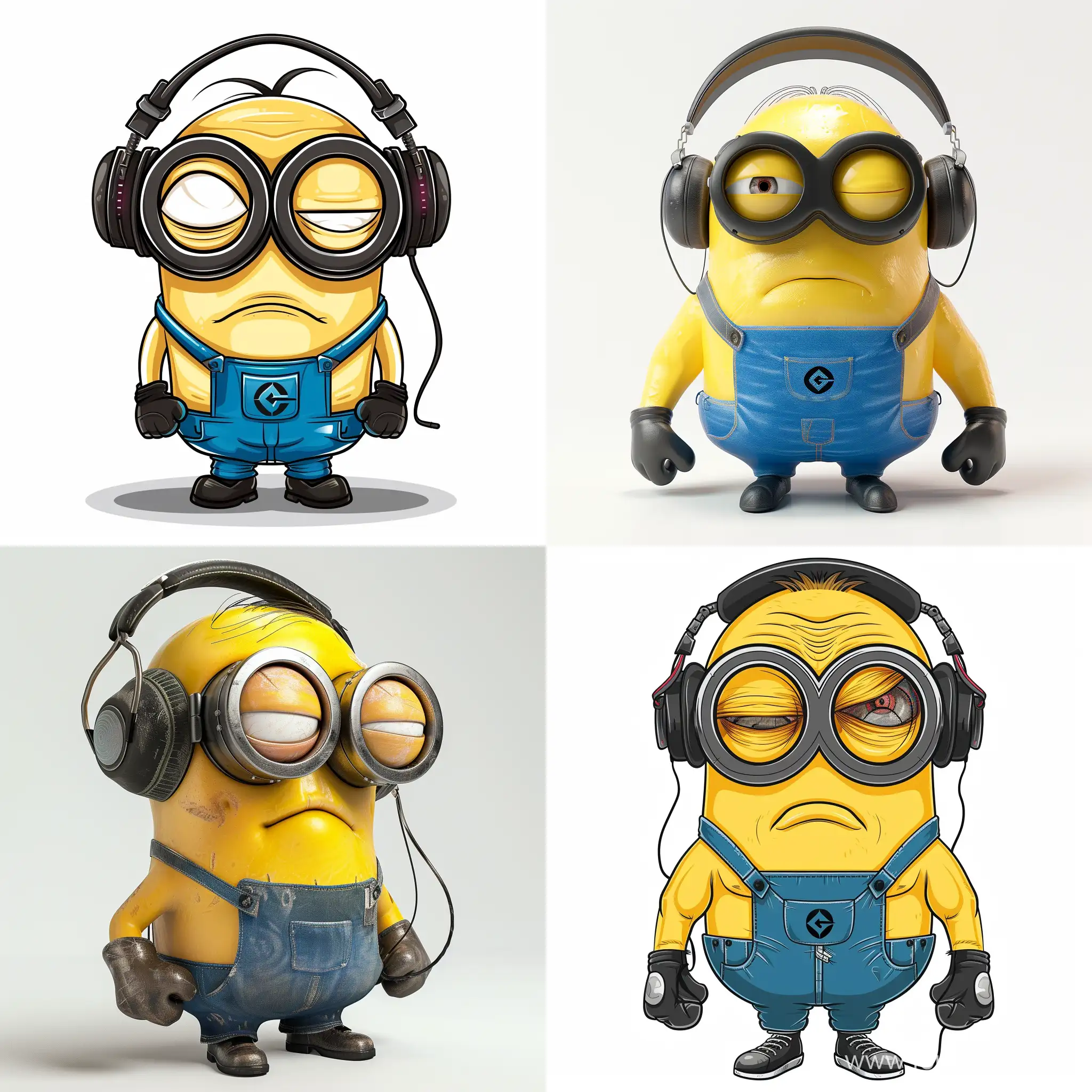 muscular minion gamer with headphones with tired eyes 