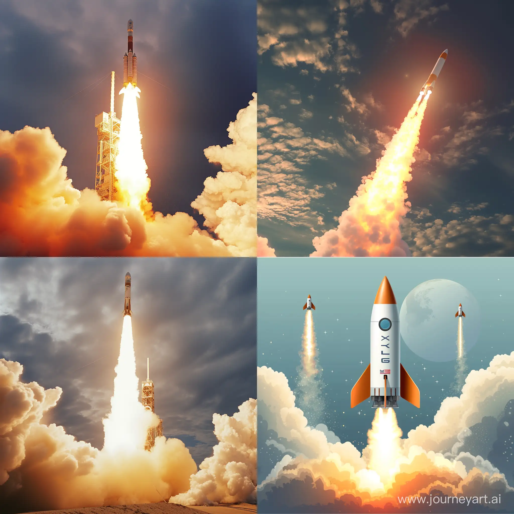 Vibrant-Rocket-Launching-Scene-with-Dramatic-Sky
