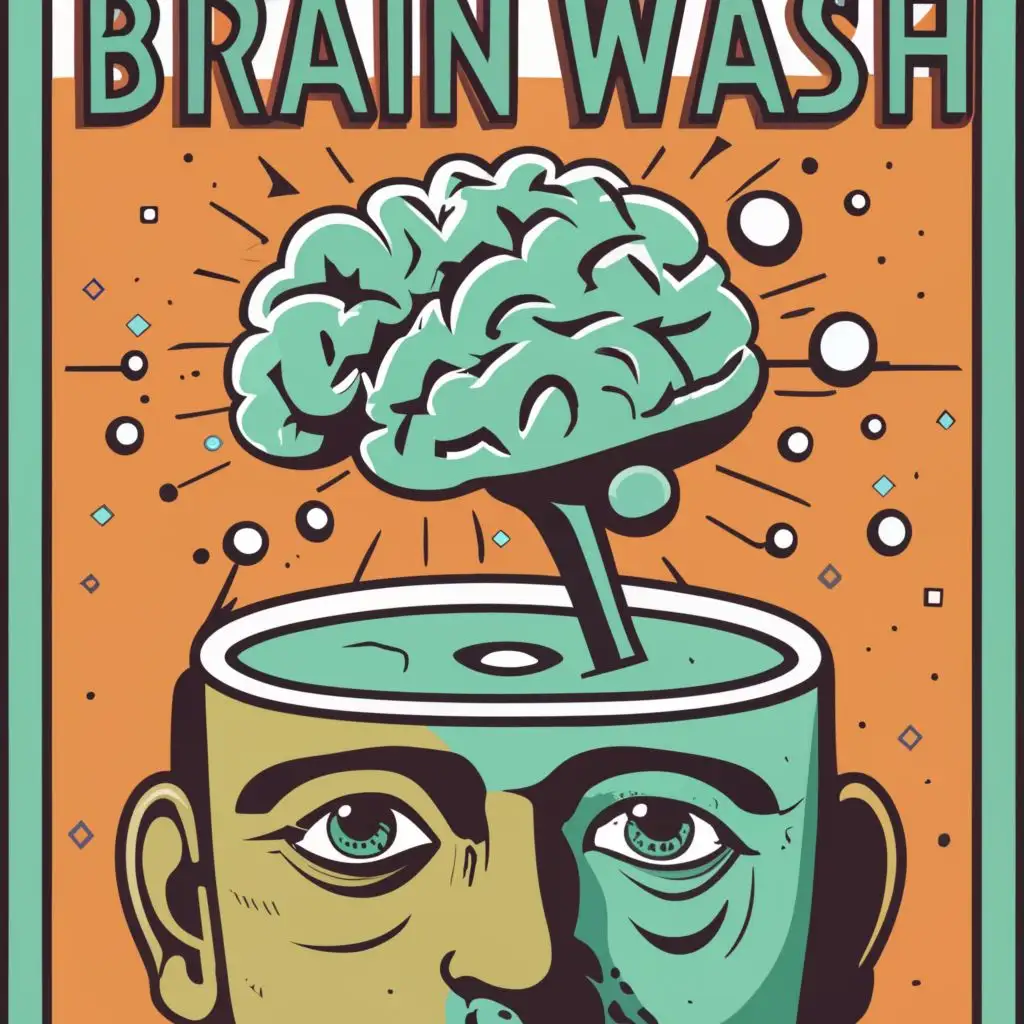 logo, brain, with the text "brain wash media"
