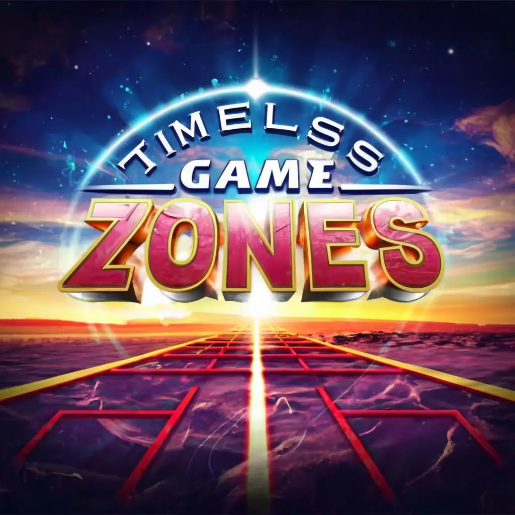 a logo design,with the text "TIMELESS GAME ZONE,  acronymn TMZ", main symbol:Horizon at dawn with bright sun rays in the background" MOYALE TIMELESS GAME ZONE " vivid, colourful and realistic fonts , be used in Entertainment industry
