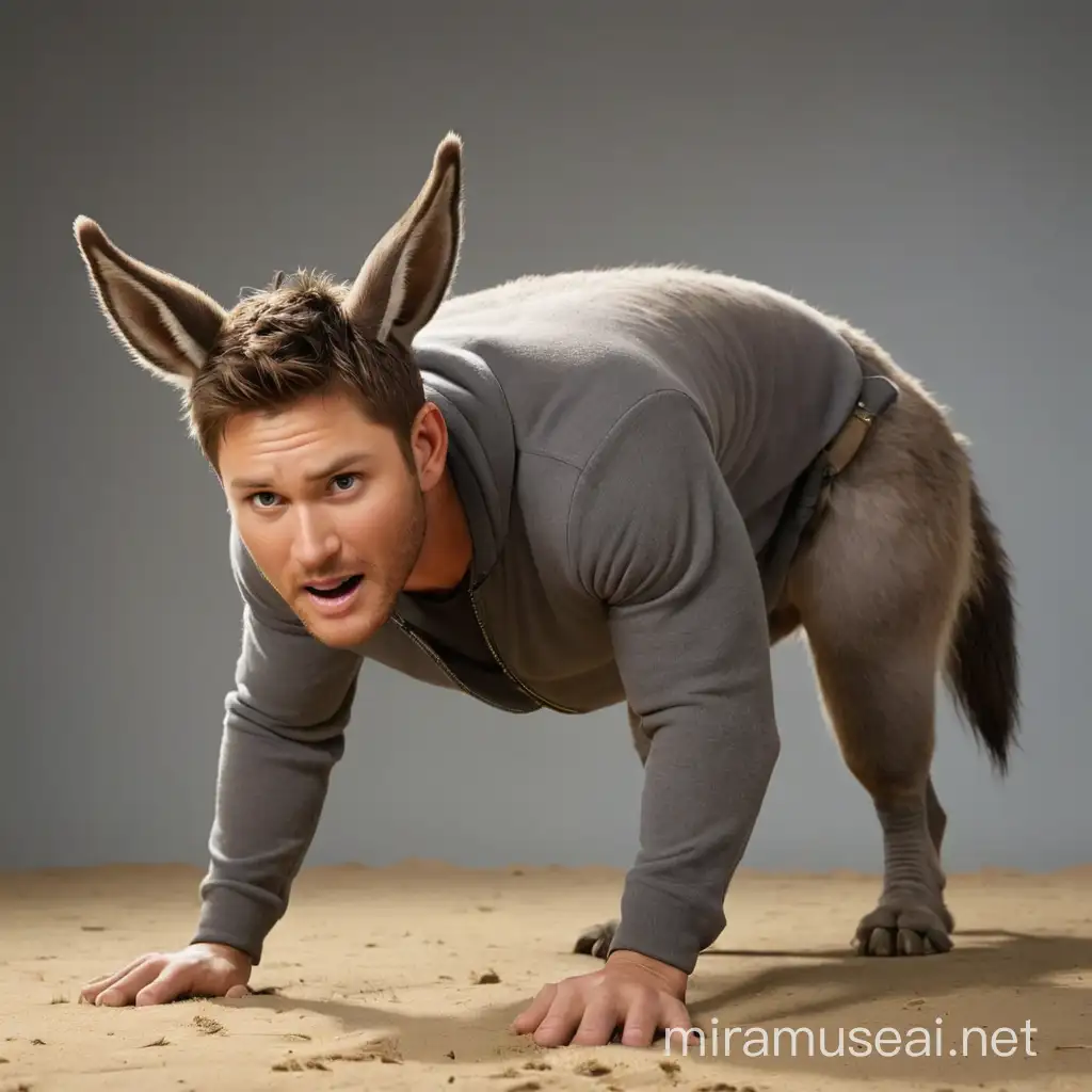 Actor Jensen Ackles Transforms into Donkey Surreal Animal Transformation Art