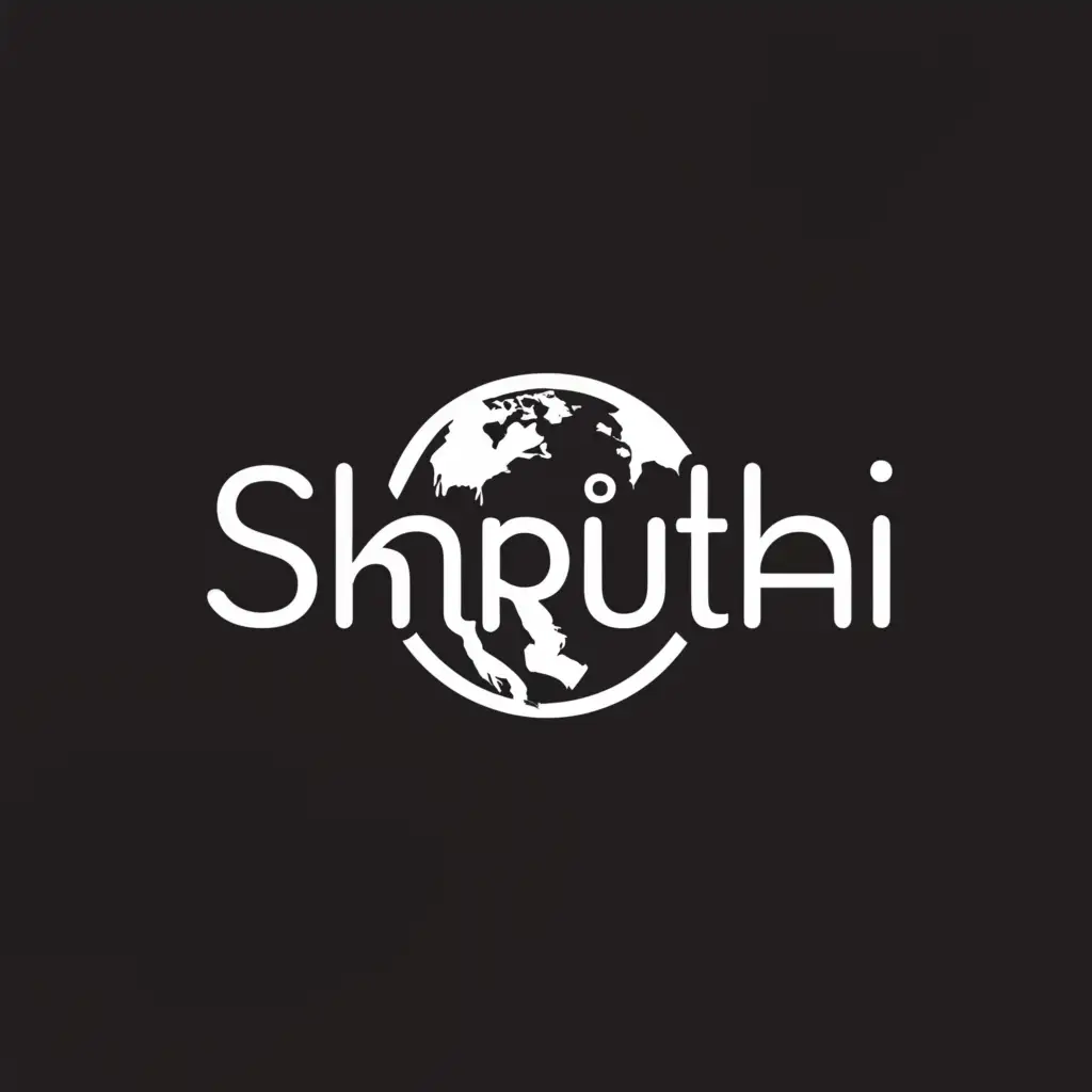 a logo design,with the text "Shruthi", main symbol:World,Minimalistic,clear background
