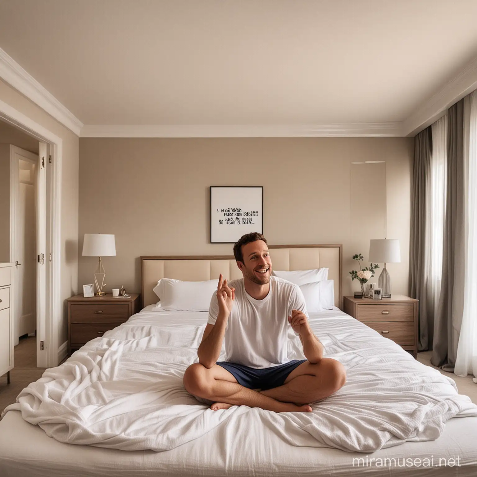 Man in Hotel Room Contemplating Home