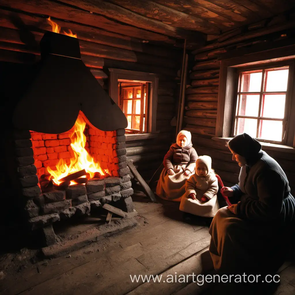 Traditional-Russian-Family-by-the-Hearth-with-Children-and-Cradle