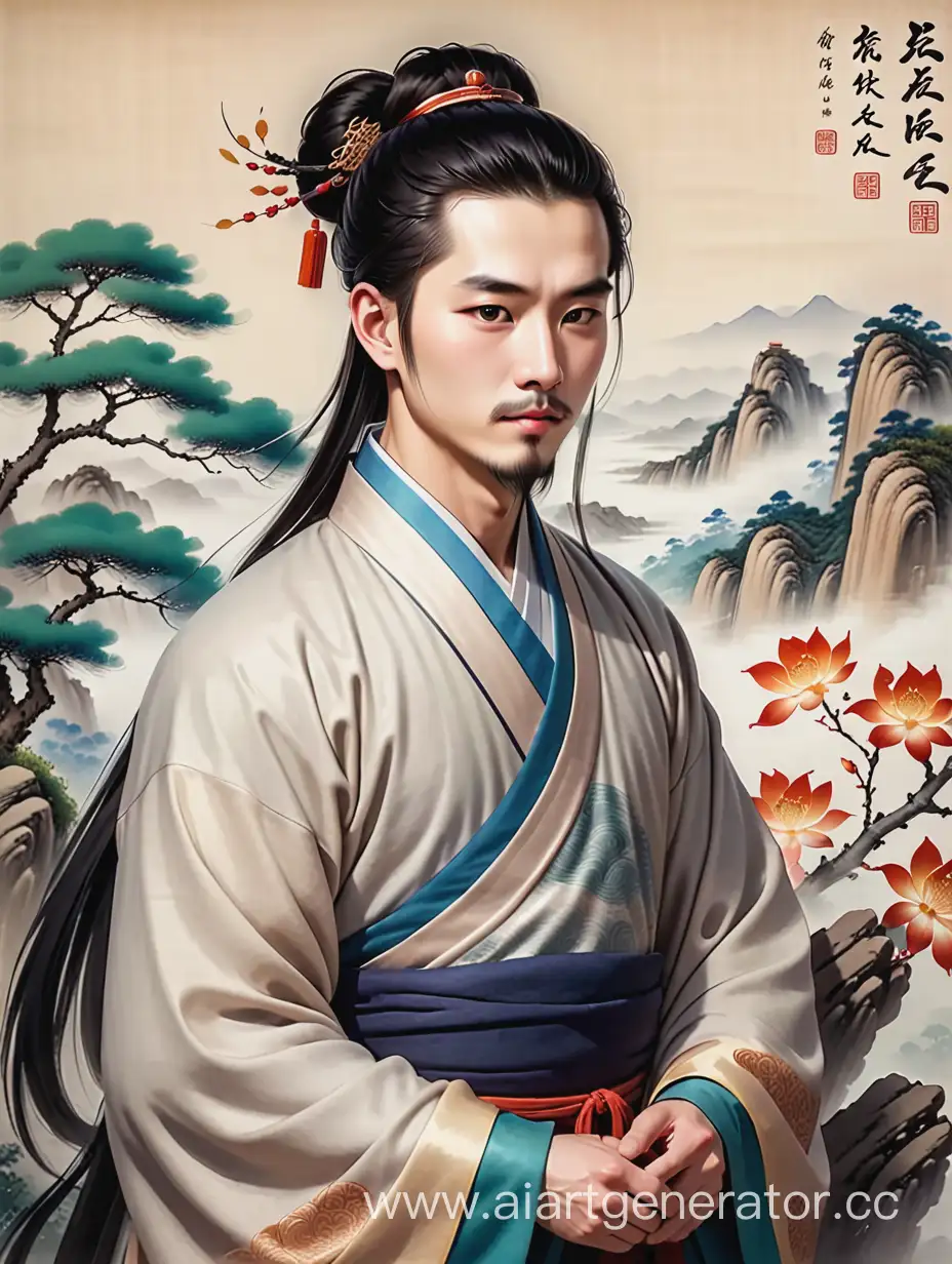 Elegant-Master-Paintings-Ancient-Chinese-Traditional-Style-Portraying-Man