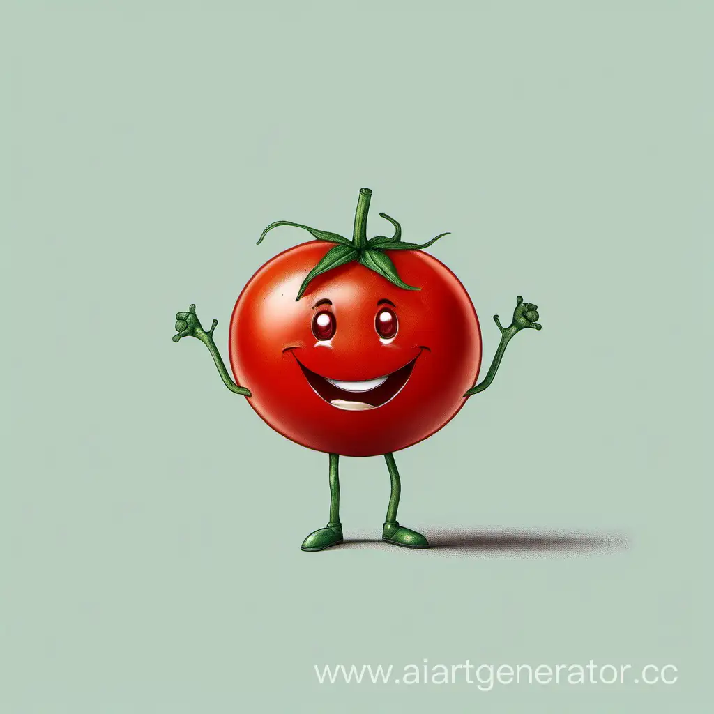 Живой томат с лицом улыбается 
