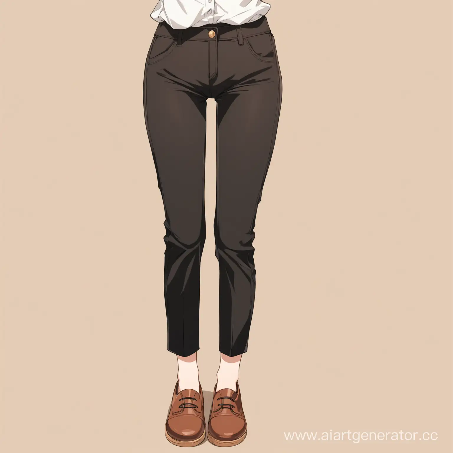 AnimeInspired-MakimaStyle-Female-Legs-in-Black-Pants-with-Chestnut-Shoes