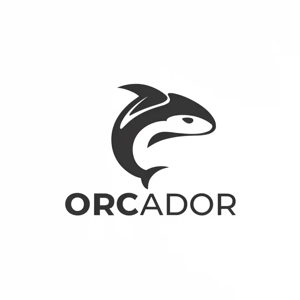 a logo design,with the text "Orcador", main symbol:orca,Minimalistic,clear background
