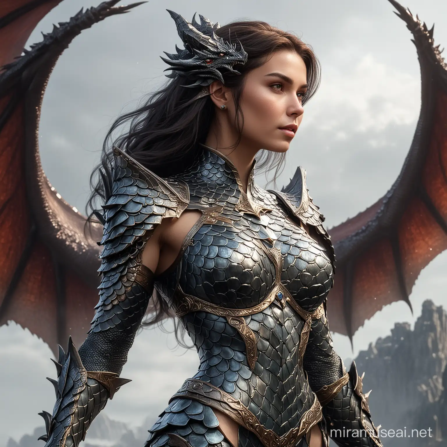 Fantasy Portrait of a Woman with Dragon Scale Armor