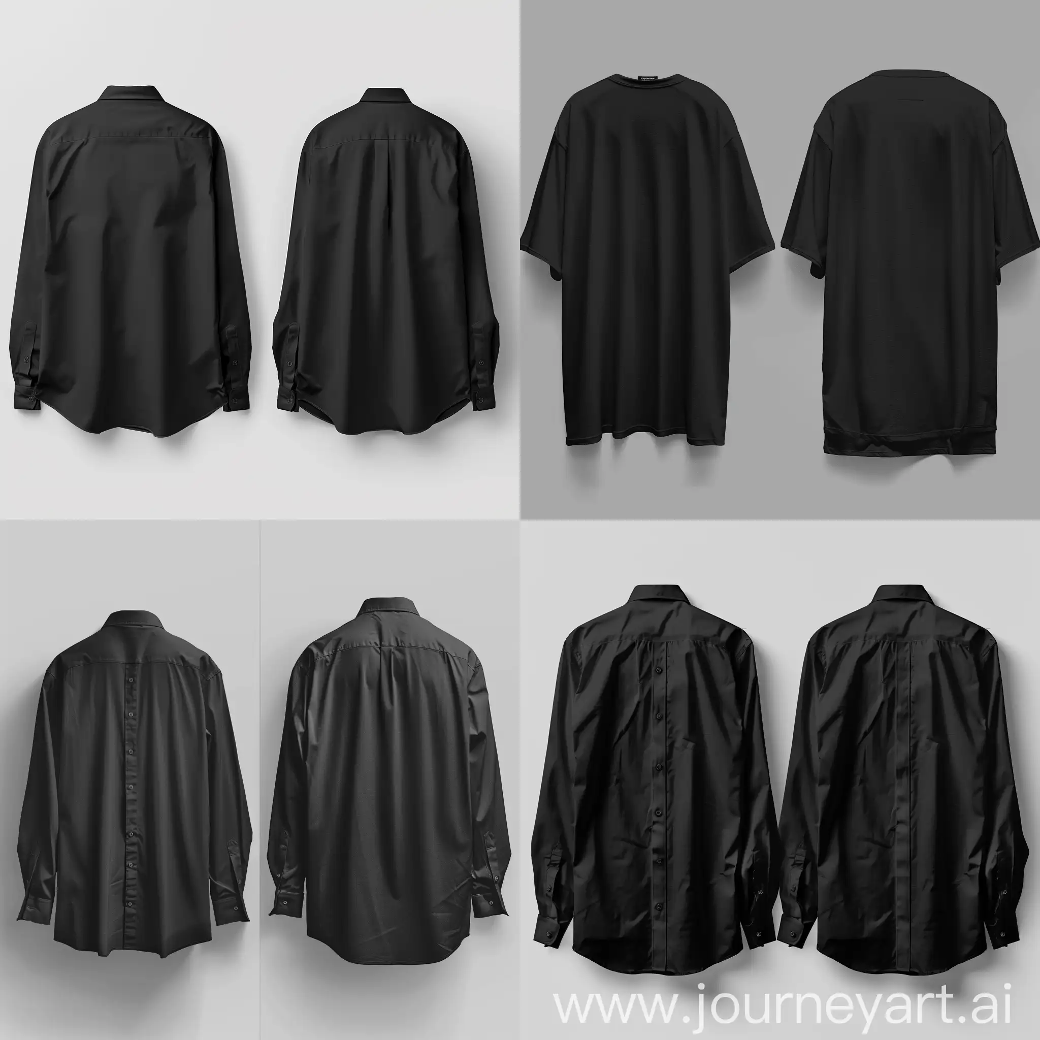 Oversize black shirt front and back template
