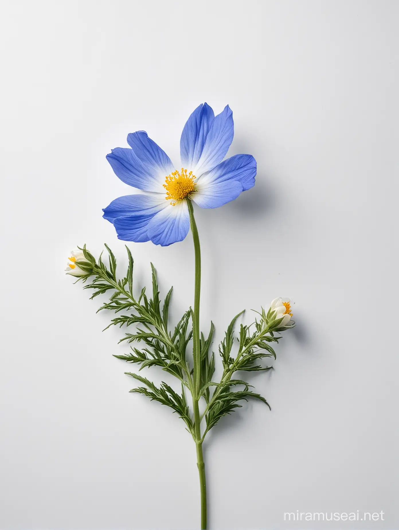 Vibrant Wildflowers on Tranquil Blue and White Background