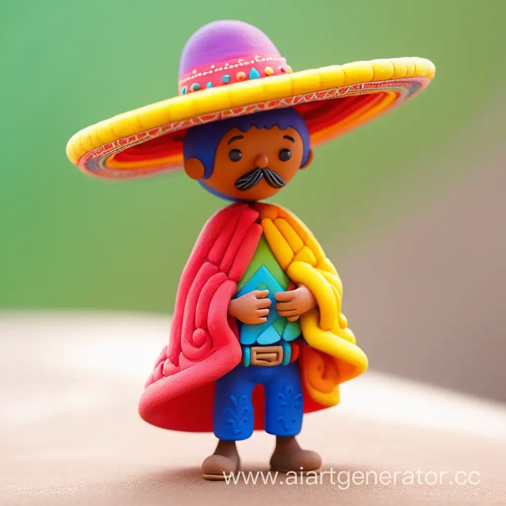 Colorful-Plasticine-Little-Man-in-Sombrero-and-Poncho