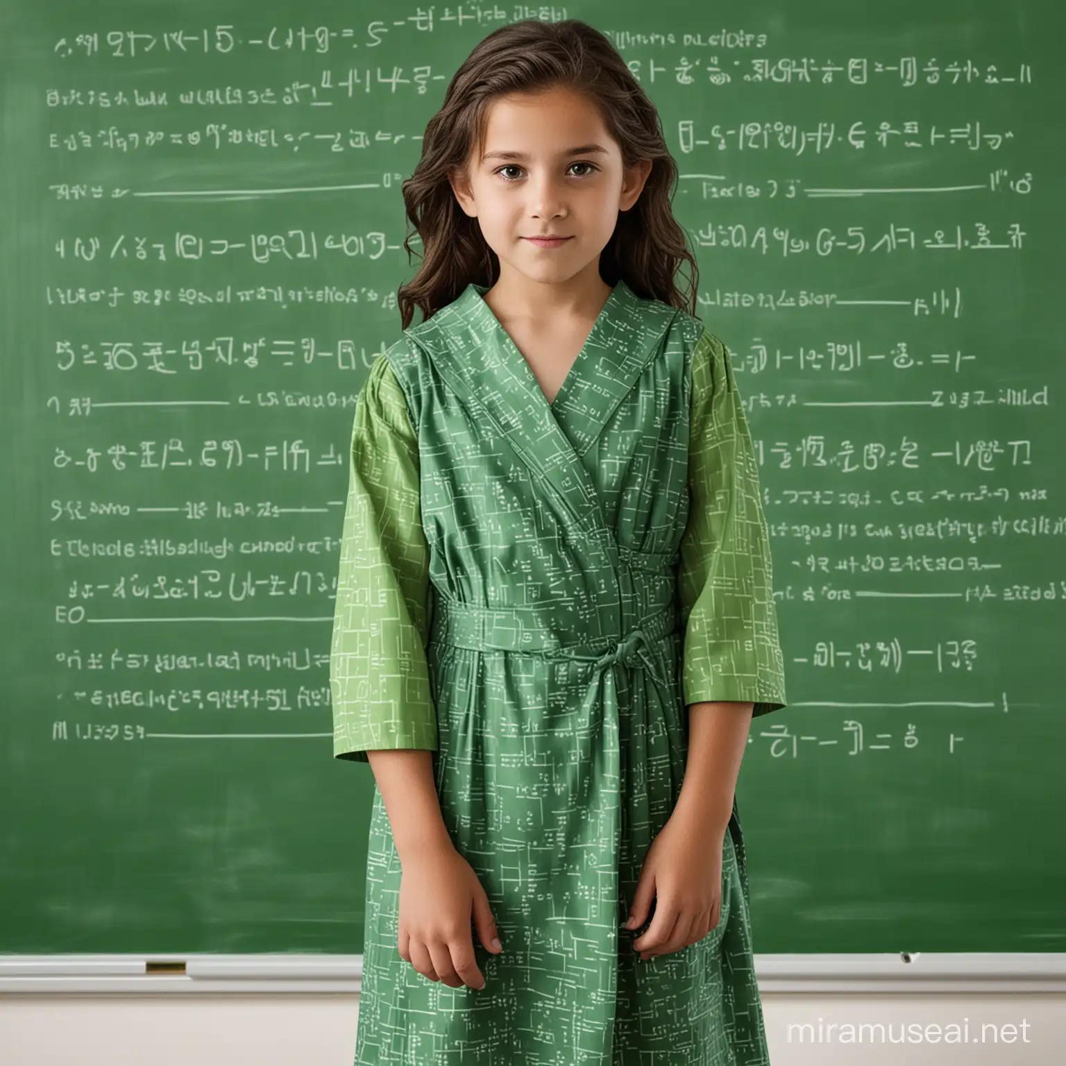 Confident 10YearOld Girl Empowered by Math A Symbol of Strength and Resolve