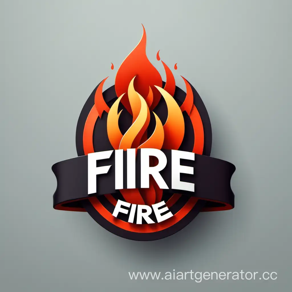 Simple logo of a 3D fire ribbon badge,