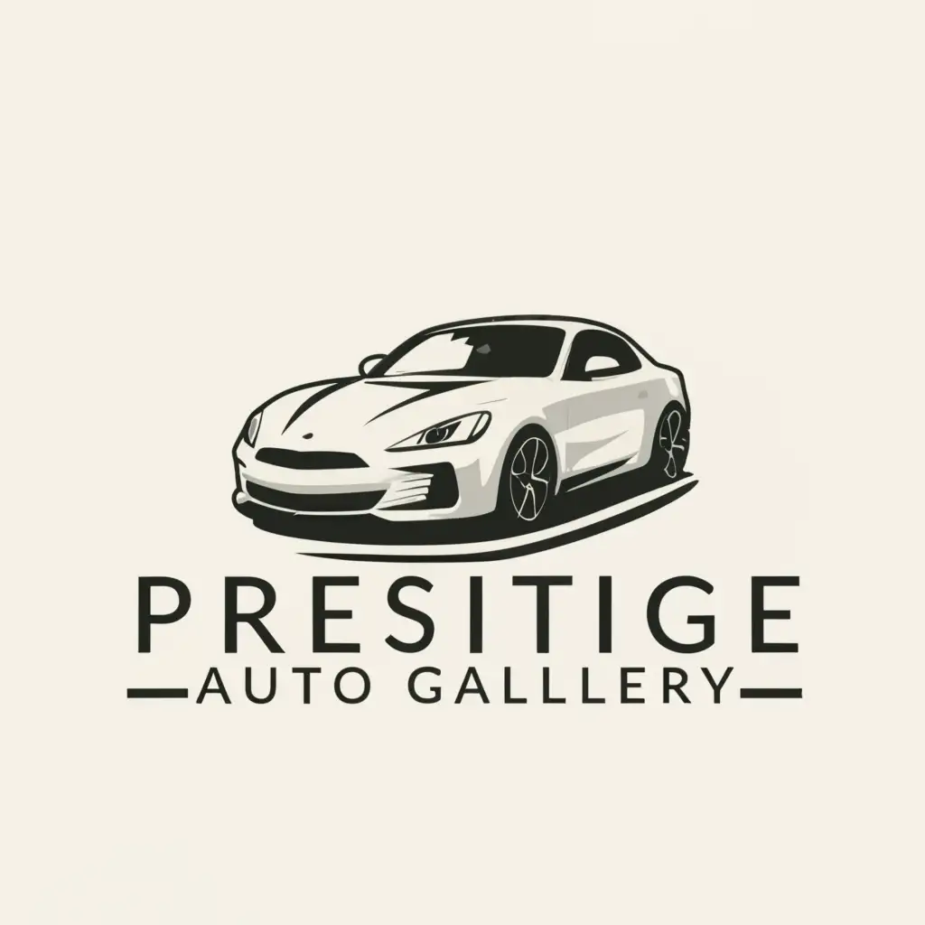 a logo design,with the text "Prestige auto gallery", main symbol:Car,Minimalistic,clear background
