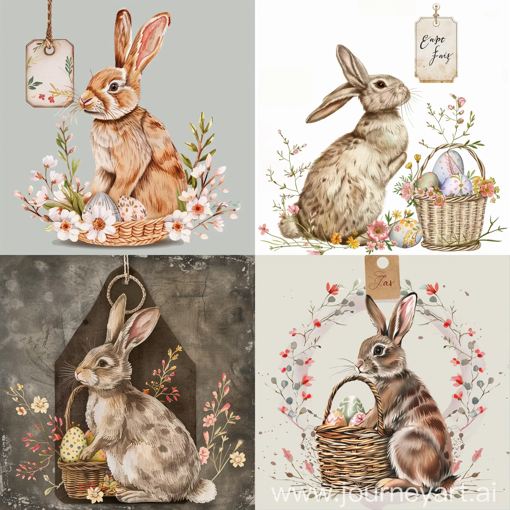 Vintage-Style-Easter-Bunny-with-Floral-Egg-Basket